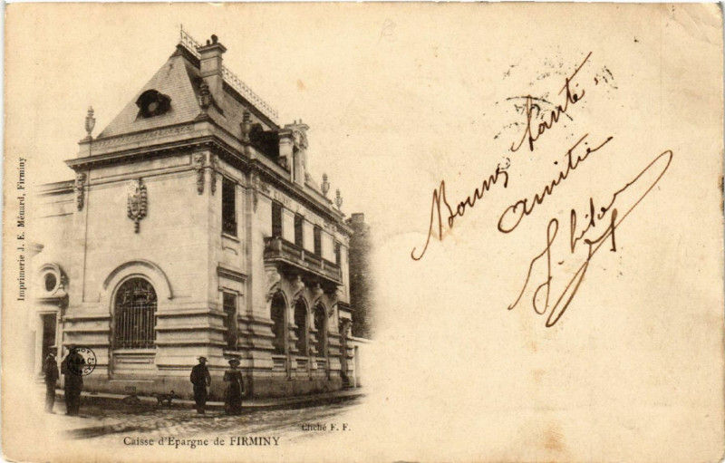 Carte postale ancienne Caisse d'Epargne de Firminy à Firminy