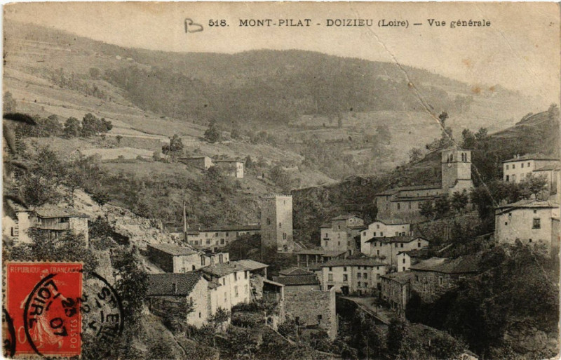 Carte postale ancienne Mont-Pilat - Doizieux- Vue générale à Doizieux