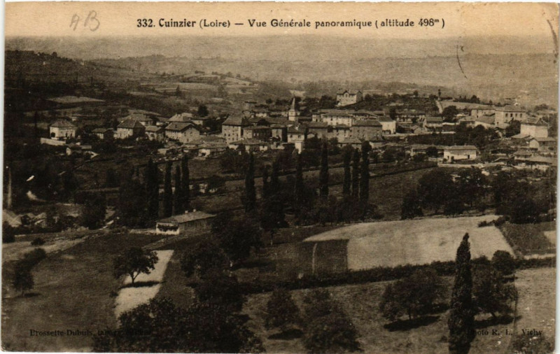Carte postale ancienne Cuinzier - Vue Générale panoramique (Altitude 498 m.) à Cuinzier