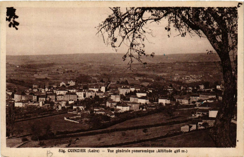 Carte postale ancienne Cuinzier - Vue générale panoramique (Altitude 498 m.) à Cuinzier