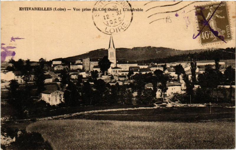 Carte postale ancienne Estivareilles - Vue prise du Coté Ouest - L'Andrabie à Estivareilles
