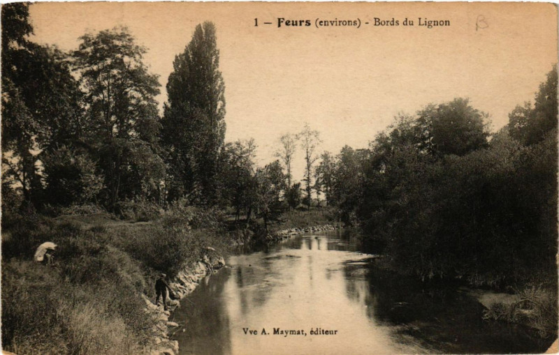 Carte postale ancienne Feurs (Environs) - Bords du Lignon à Feurs