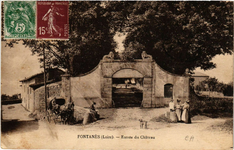 Carte postale ancienne Fontanes - Entrée du Chateau à Fontanès
