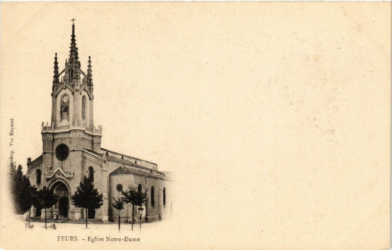 Carte postale ancienne Feurs - Eglise Notre-Dame à Feurs