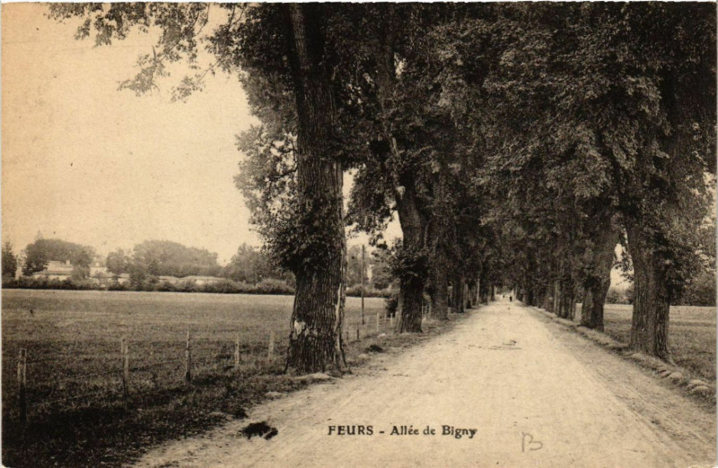 Carte postale ancienne Feurs - Allée de Bigny à Feurs