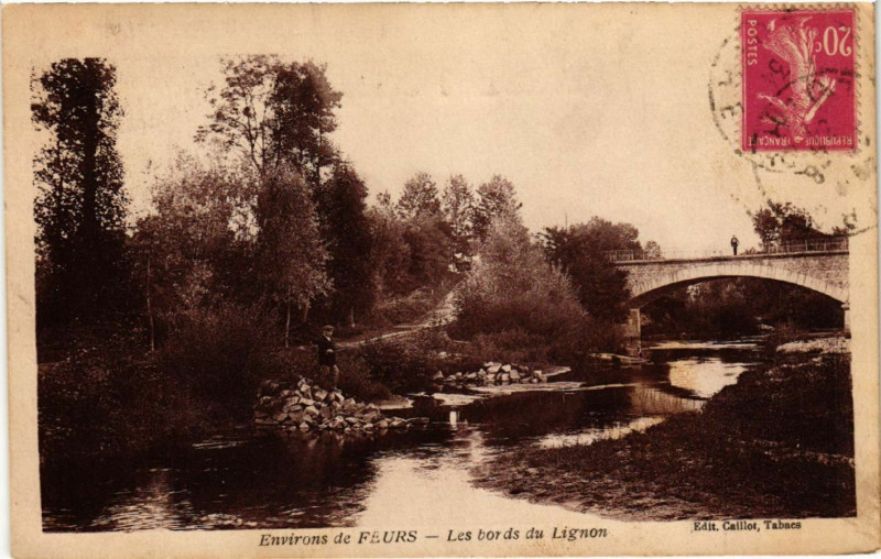 Carte postale ancienne Environs de Feurs - Les bords du Lignon à Feurs