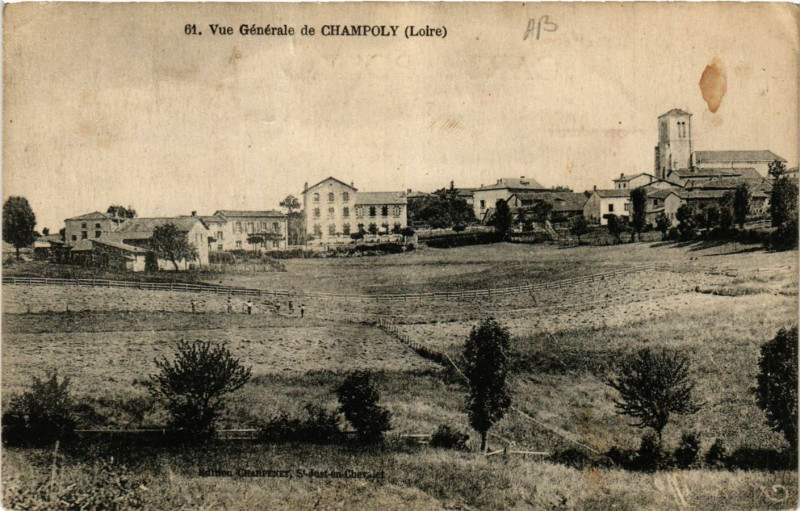 Carte postale ancienne Vue Générale de Champoly à Champoly