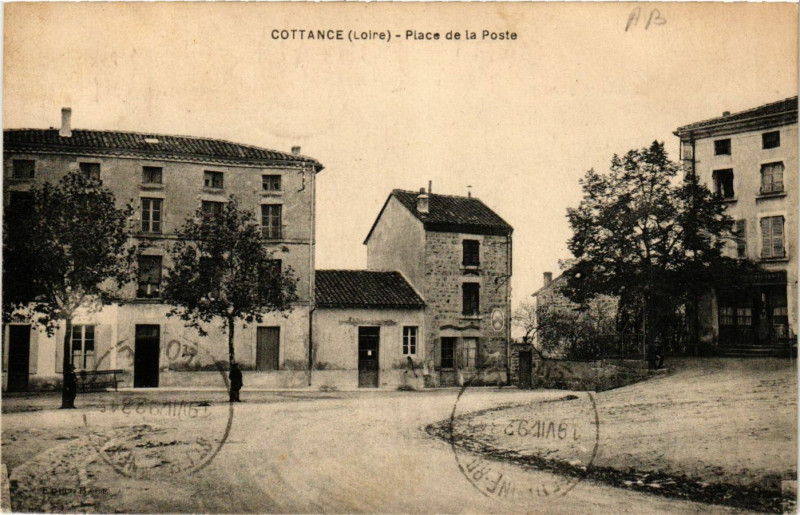 Carte postale ancienne Cottance - Place de la Poste à Cottance
