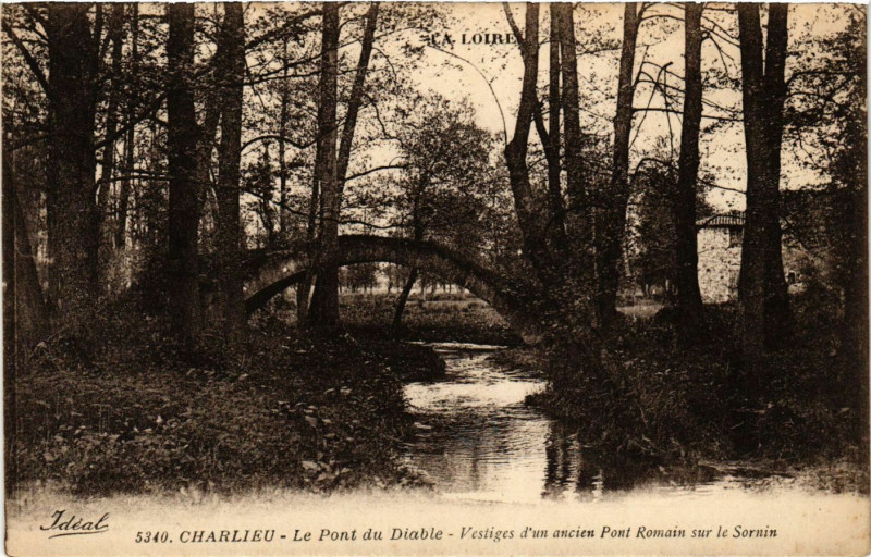 Carte postale ancienne Charlieu-Le Pont du Diable-Vestiges d'un ancien Pont Romain..- à Charlieu