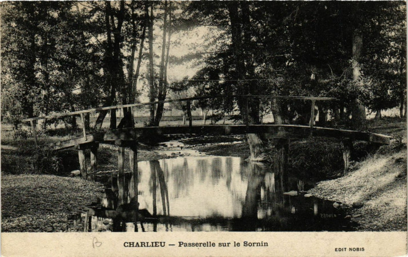 Carte postale ancienne Charlieu - Passerelle sur le Sornin à Charlieu