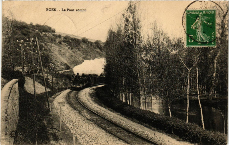 Carte postale ancienne Boen - Le Pont rompu