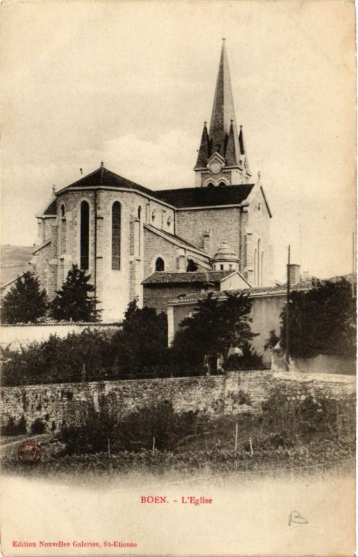 Carte postale ancienne Boen - L'Eglise