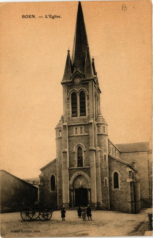 Carte postale ancienne Boen - L'Eglise
