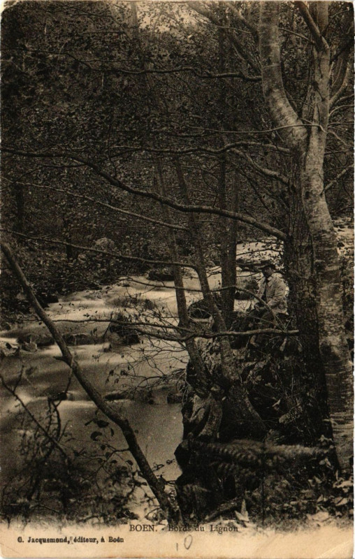 Carte postale ancienne Boen - Bords du Lignon