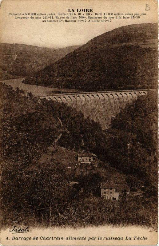 Carte postale ancienne Barrage de Chartrain alimente par le ruisseau - La Tache
