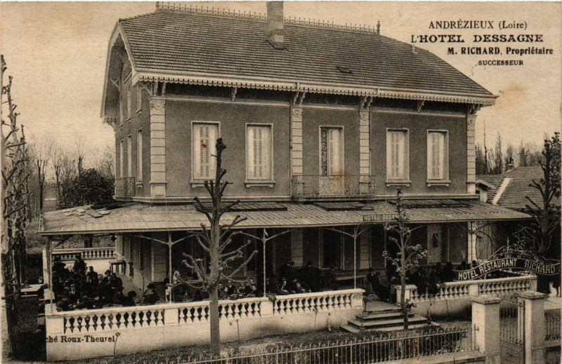 Carte postale ancienne Andrezieux - L'Hotel Dessagne M.Richard Propriétare ..