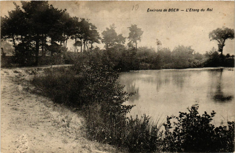 Carte postale ancienne Environs de Boen - L'Etang du Roi