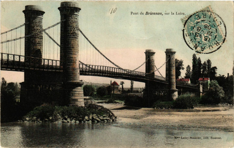 Carte postale ancienne Pont de Briennon sur la Loire à Briennon