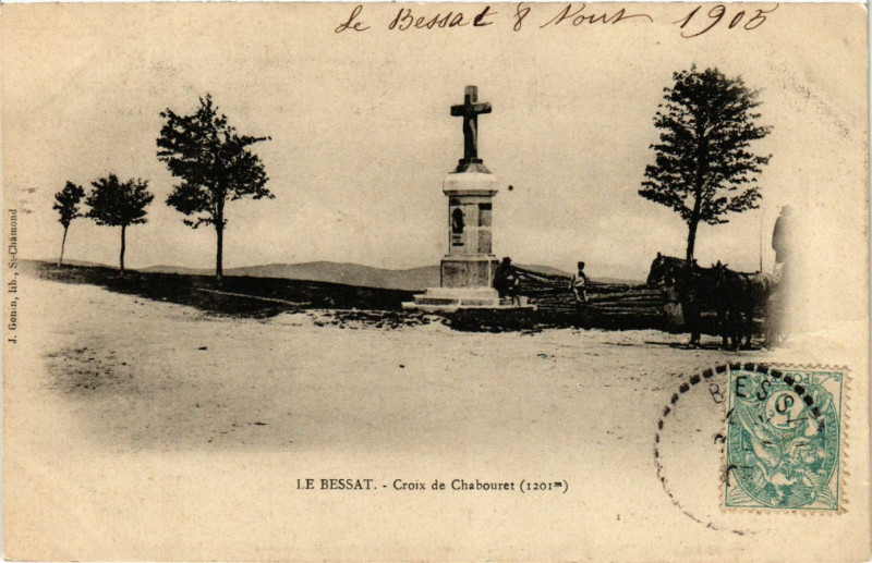 Carte postale ancienne Le Bessat - Croix de Chabouret (1201 m) au Bessat
