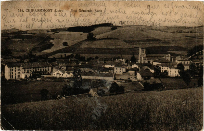 Carte postale ancienne Chirassimont - Vue Générale (Sud) à Chirassimont