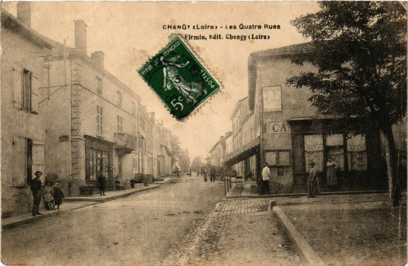 Carte postale ancienne Changy - Les Quatre Rues à Changy