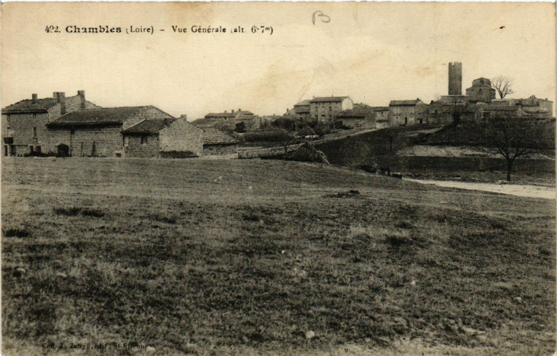Carte postale ancienne Chambles - Vue Générale (Alt. 6-7 m) à Chambles