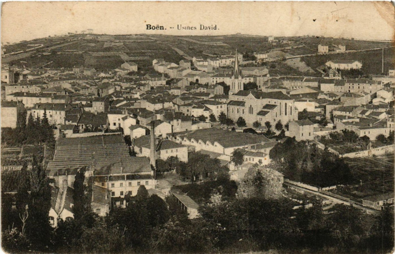 Carte postale ancienne Boen - Usines David