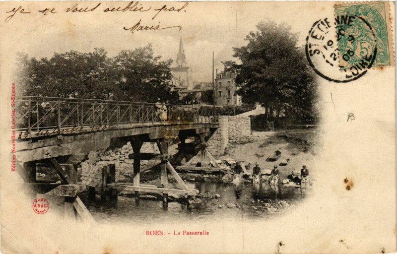 Carte postale ancienne Boen - La Passerelle