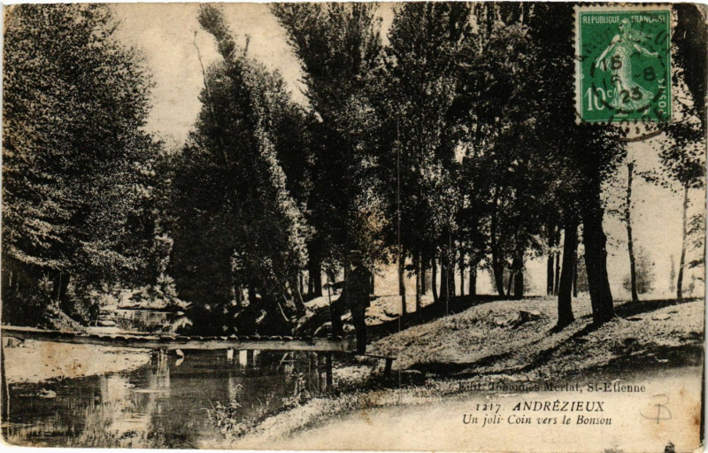 Carte postale ancienne Andrezieux - Un joli Coin vers le Bonson à Bonson
