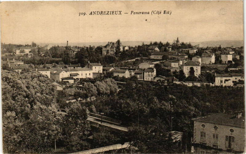 Carte postale ancienne Andrezieux - Panorama (Coté Est)
