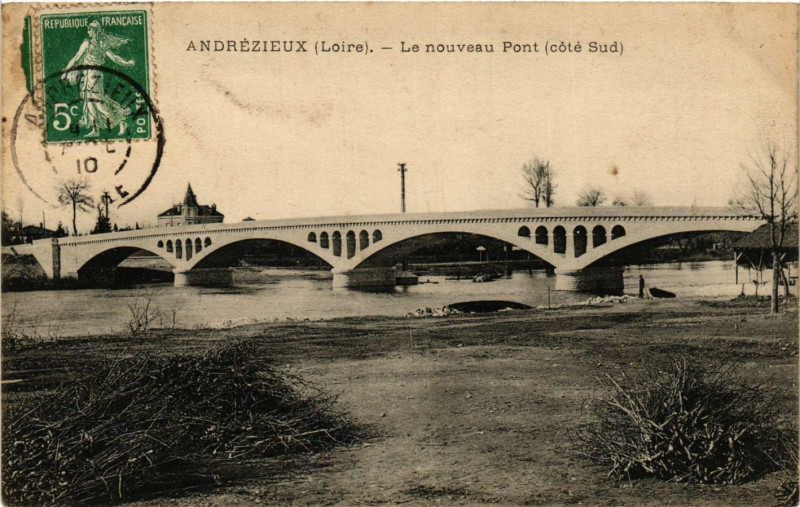 Carte postale ancienne Andrezieux - Le nouveau Pont (coté Sud)