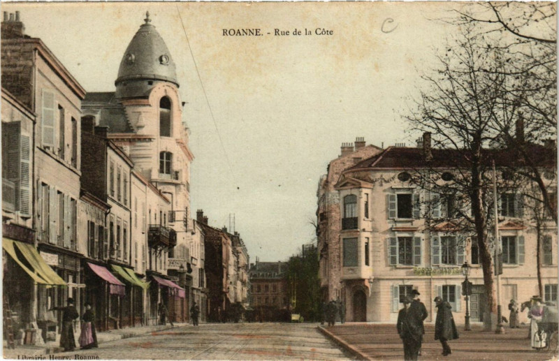 Carte postale ancienne Roanne Rue de la Cote à Roanne