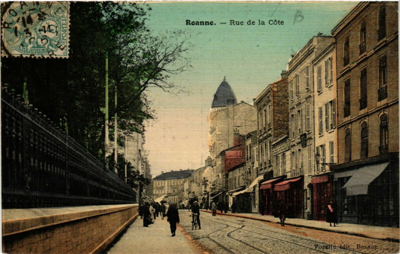 Carte postale ancienne Roanne Rue de la Cote à Roanne