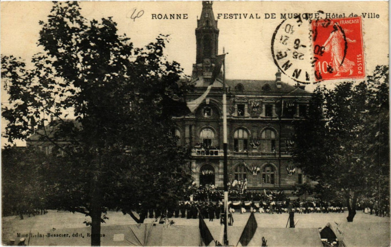 Carte postale ancienne Roanne Festival de Musique-Hotel de Ville à Roanne