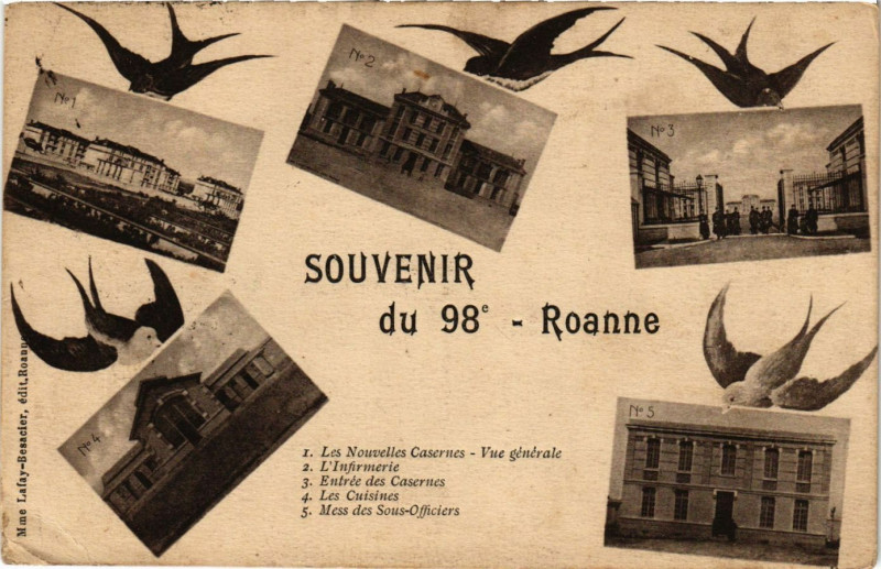Carte postale ancienne Roanne Souvenir à Roanne