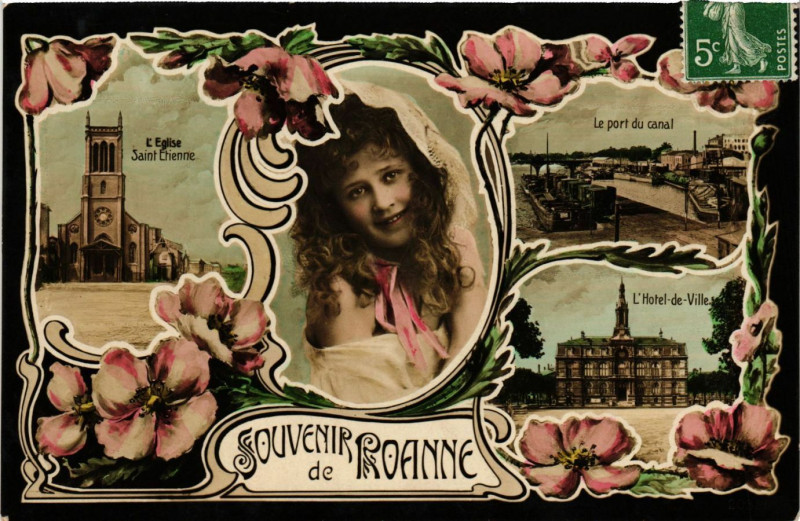 Carte postale ancienne Roanne Souvenir à Roanne