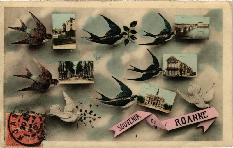 Carte postale ancienne Roanne Souvenir à Roanne
