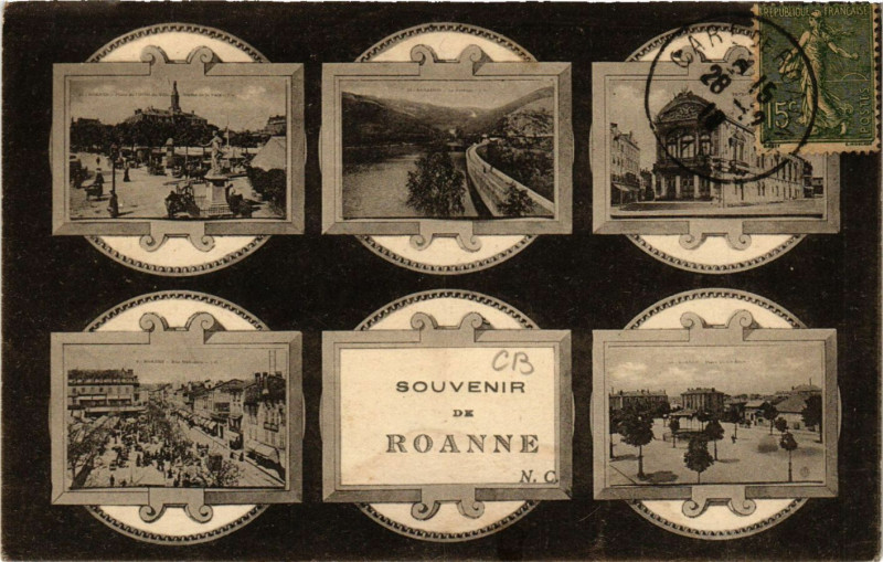 Carte postale ancienne Roanne Souvenir à Roanne