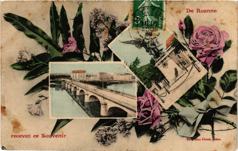 Carte postale ancienne Roanne Souvenir à Roanne