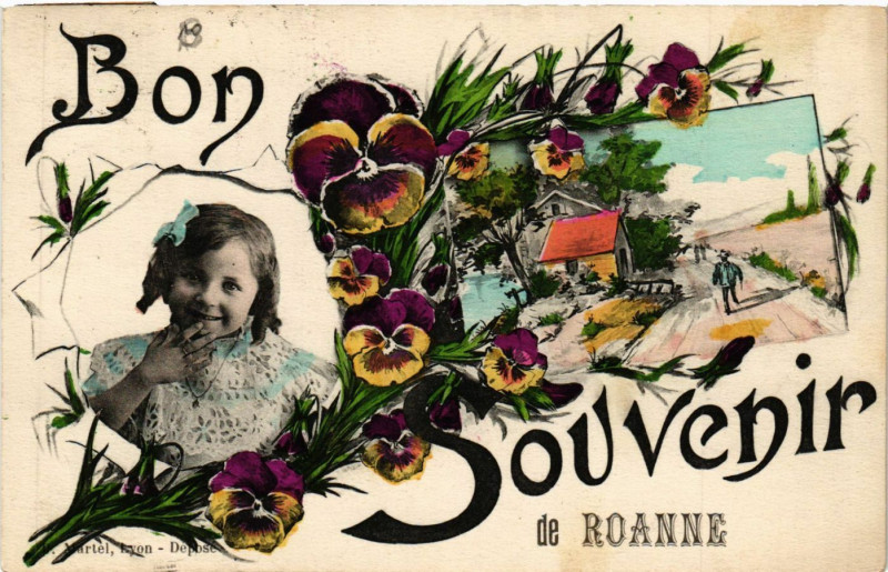 Carte postale ancienne Roanne Souvenir à Roanne