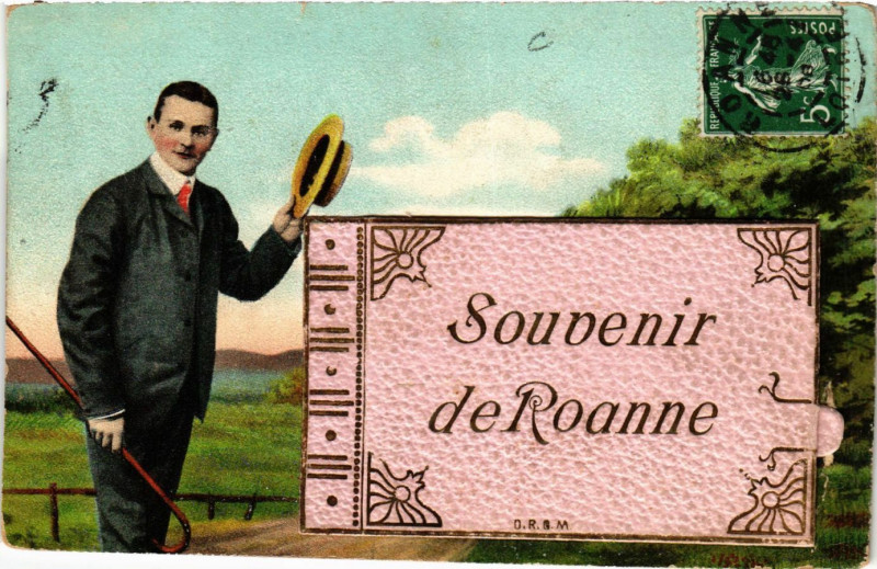 Carte postale ancienne Roanne Souvenir à Roanne
