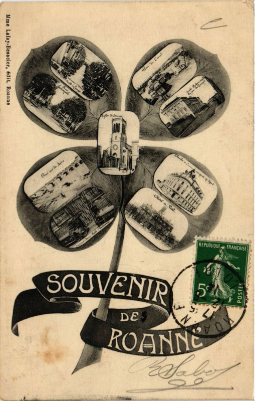 Carte postale ancienne Roanne Souvenir à Roanne