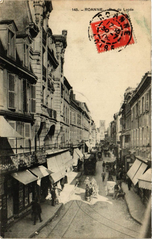 Carte postale ancienne Roanne Rue du Lycée à Roanne