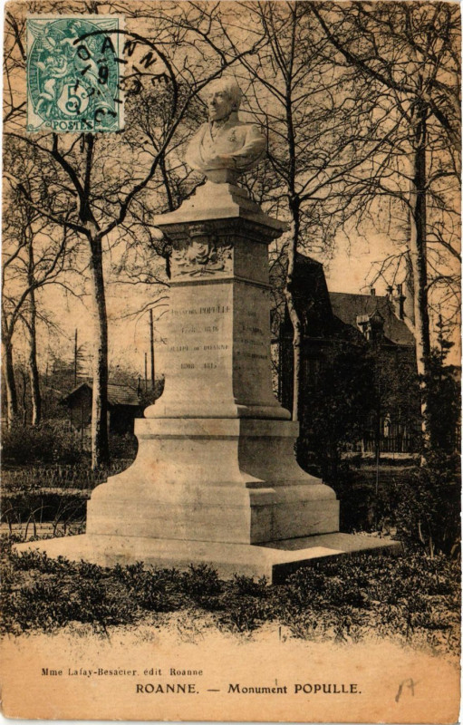 Carte postale ancienne Roanne Monument Populle à Roanne