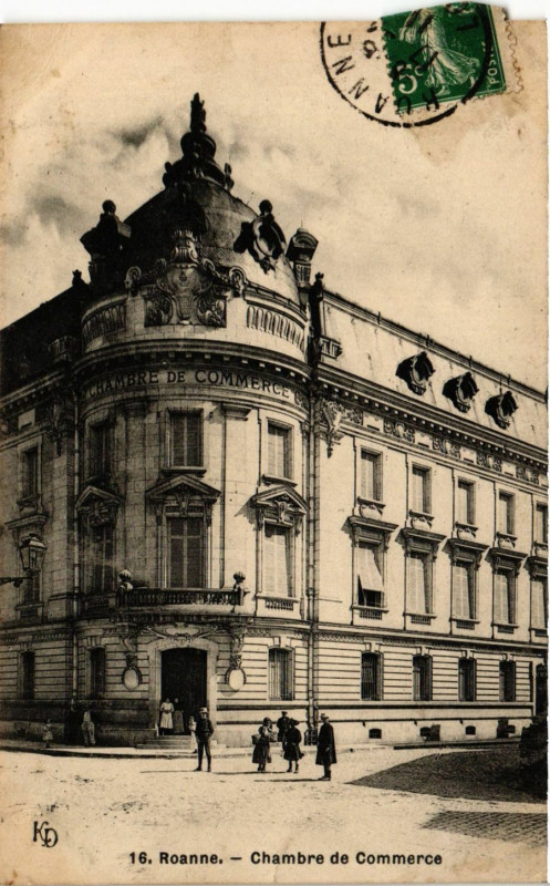 Carte postale ancienne Roanne Chambre de Commerce à Roanne