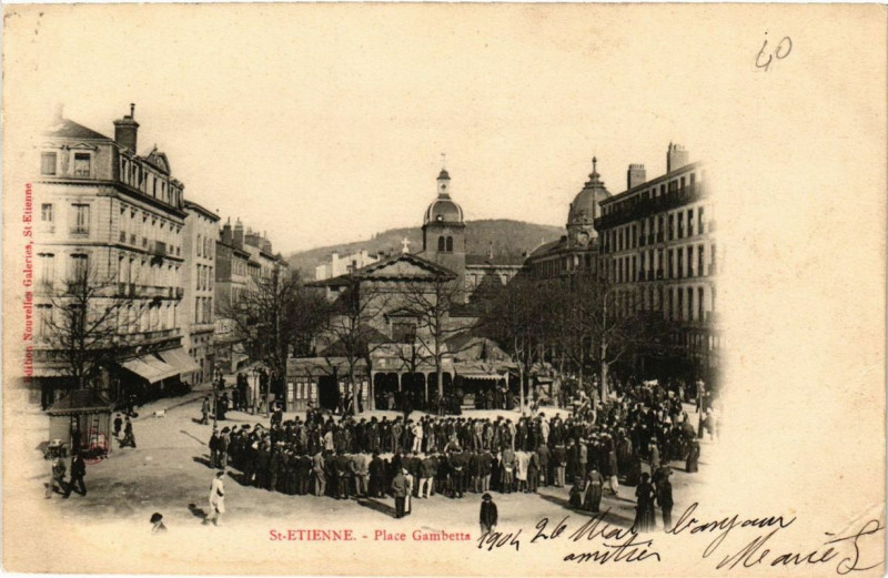 Carte postale ancienne Saint-Etienne Place Gambetta