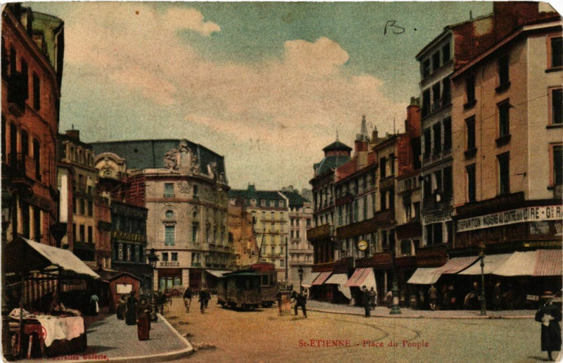 Carte postale ancienne Saint-Etienne Place du Peuple