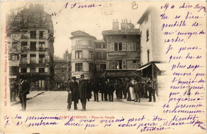 Carte postale ancienne Saint-Etienne Place du Peuple
