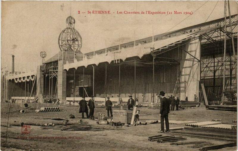 Carte postale ancienne Saint-Etienne Les Chantiers de l'Expo 1904