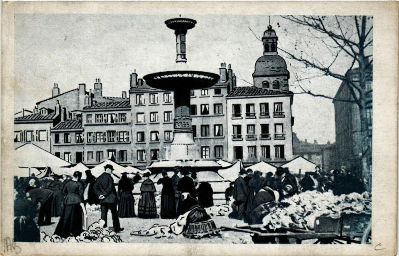 Carte postale ancienne Saint-Etienne La Plce Chavanelle et le rue Valette en 1890